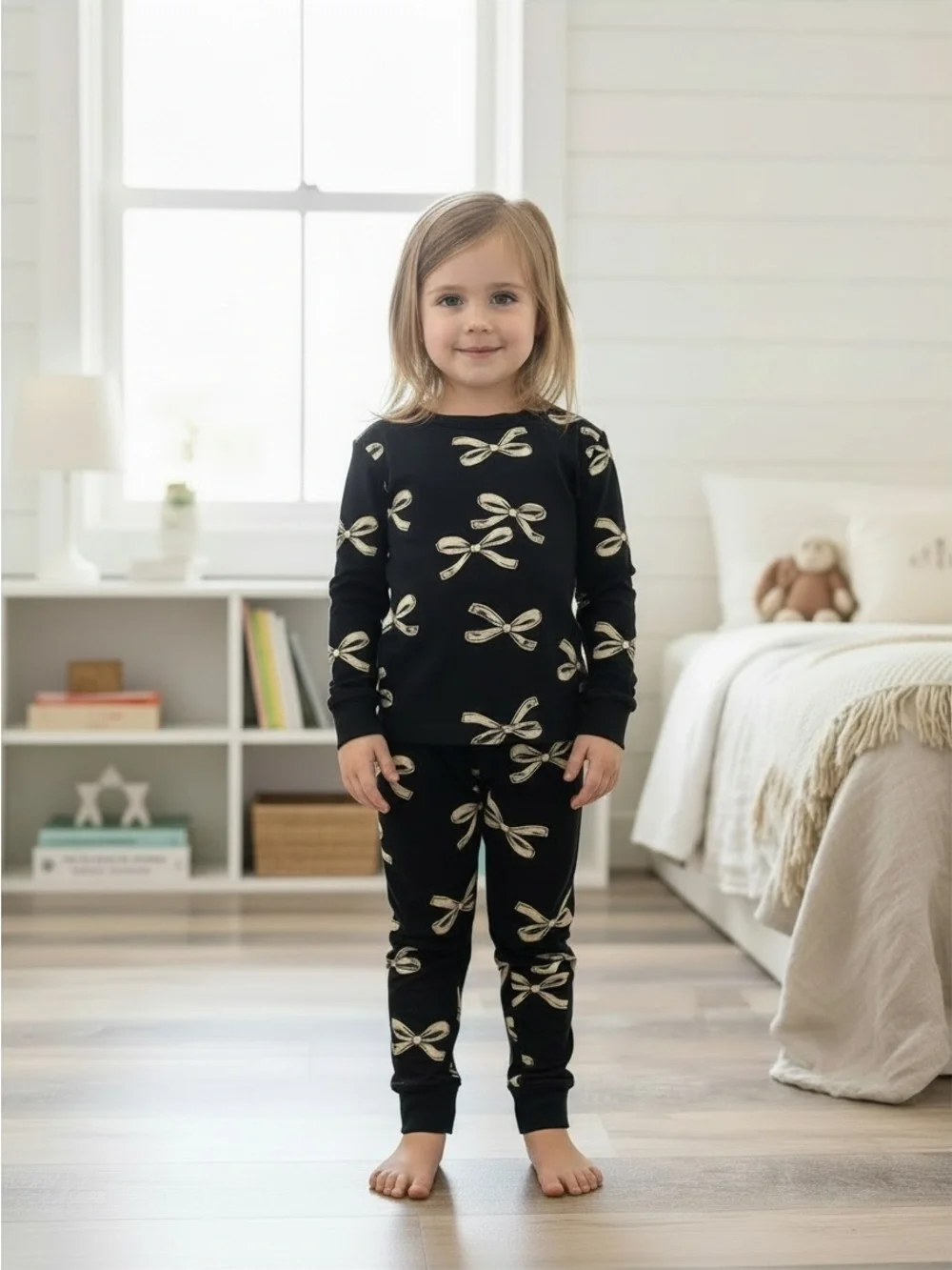 Carter's Bow Print Snug Fit Cotton Pajama Set, long sleeve, toddler girl size 4T